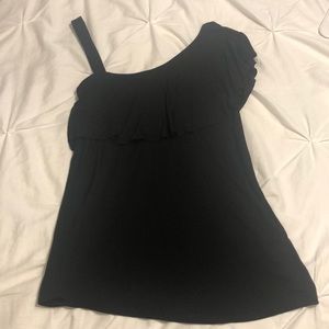 Cute black shirt with ruffle along the top
